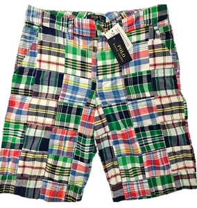 NEW Polo Ralph Lauren Madras Patchwork Chino Cotton Shorts Premier NWT Boys 16 - Picture 1 of 13