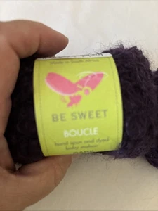 Lotto di 2 filati Be Sweet Boucle - filati e tinti a mano - prugna blu scuro - mohair bambino - Foto 1 di 9