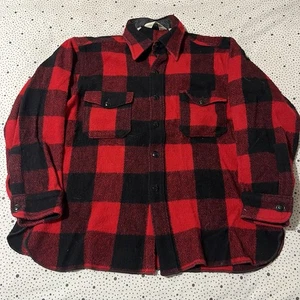 Vintage Woolrich Overshirt Men's XL Buffalo Plaid Wool Blend Hunting Outdoor - Picture 1 of 9