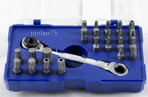 24 piezas LLAVE DE TRINQUETE DOBLE EXTREMO DRIVER BROCA ÁNGULO RECTO COBALTO 1/4 Y 5/16 Low Pro - Imagen 1 de 4