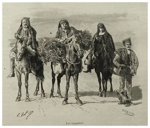 1890: SARDEGNA,COSTUMI = Zappatori Sardi = Porto Torres.Cagliari.In Passepartout - Foto 1 di 1