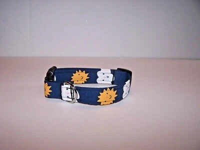 HANDMADE Wet Nose Designs Fun Sunny Day Dog Collar Sun & Clouds on Blue Sunshine