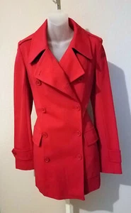 Size 8 IISLI Red Military Double Breasted Stretch Fitted Coat Womens - Picture 1 of 6