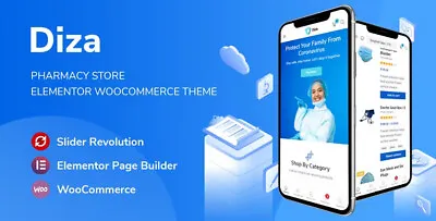 Diza - Pharmacy Store Elementor WooCommerce Theme - WordPress GPL + Free Updates • 9.99£
