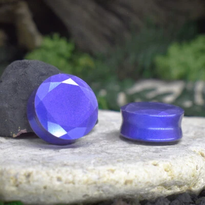 Faceted round resin ear plugs gauges double flare tunnels 10-25mm - Image 1 of 4