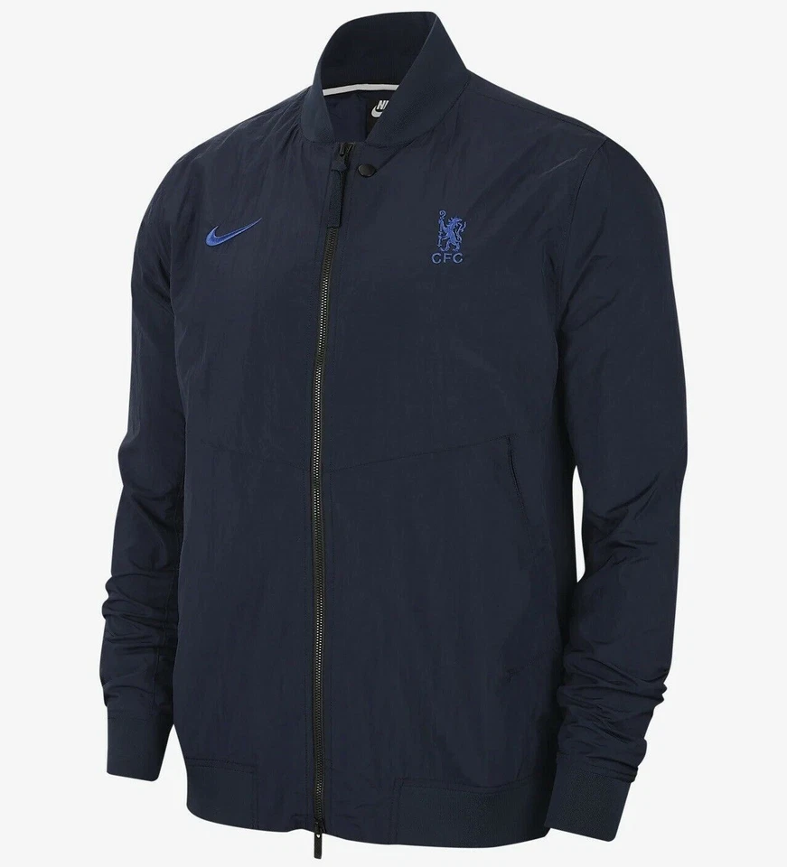 Nike Chelsea FC Men's Full-zip Franchise Varsity Jacket Ar8625 451 Obsidian Blue