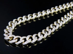 Mens 10K Yellow Gold Miami Cuban Link 7 MM Diamond Chain Necklace 6.6 ct 31 Inch - Picture 1 of 9