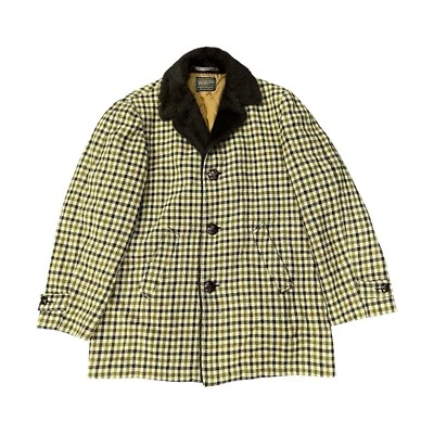 Vintage Pendleton Wool Coat Quilt Lined Plaid Size Large Overcoat Pea Sports - Image 1 of 4
