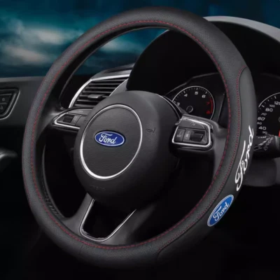 15" PU Leather+Carbon fiber Steering Wheel Cover For Ford Falcon Fiesta Figo - Image 1 of 4