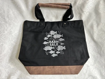 Mackenzie Childs BARN SALE Bolsa Tote de Lona Resistente com Peixe PRETO Nova m20-au - Imagem 1 de 4