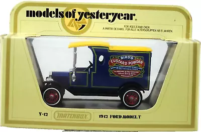 Caja de cerillas de antaño Nº: Y-12 1912 Ford Modelo T Van NATILLAS DE PÁJARO POLVO SIN USAR, EN CAJA Foto 1 de 4