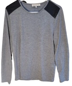 Jones New York Sport Petite Women's Faux Leather Gray Long Sleeve Top Size PL - Picture 1 of 9
