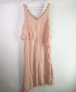 Witchery Tiered Maxi Dress Womens Size 14 Pink Sleeveless V-Neck Asymmetrical - Picture 1 of 11