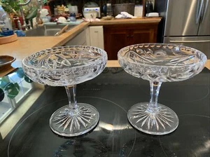 2 Pedestal Comports,6”,Cut Clear glass Rose Pattern - Picture 1 of 3