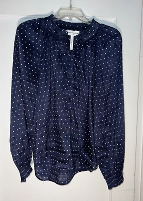 Blusa de seda de lino Apiece Apart azul marino a lunares talla 8. c868 Foto 1 de 4