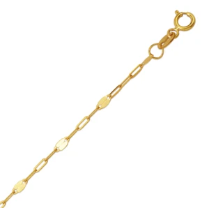 14K massive Gelbgold Spiegel und Büroklammer Gliederkette Halskette 2 mm breit - Bild 1 von 3
