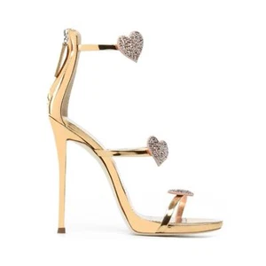 Sandalias Giuseppe Zanotti Oro Rosa Harmony Love Corazones Swarovski, 38.5/8 - Imagen 1 de 9