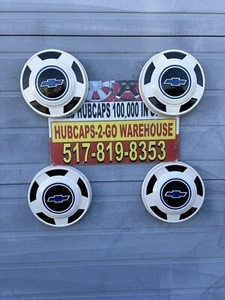 1960,s -1972 Hubcaps  Chevrolet C10 15” Set 4 Rare. White/blue 10.5 Off White - Picture 1 of 10