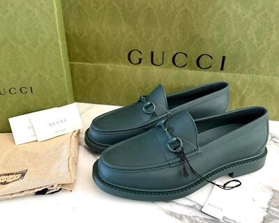 Mocasines de goma verde vintage con acabado lacado Horsebit GUCCI 771340, talla G9, 10 Foto 1 de 4