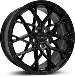Alloy Wheels 18" ROMAC Vortex For Bmw GLOSS BLACK WIDER REARS - Picture 1 of 1