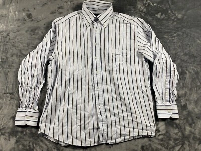 Canali Dress Shirt Men's 17.5 44 Blue Striped Made in Italy Button-Up Preppy - Image 1 of 4