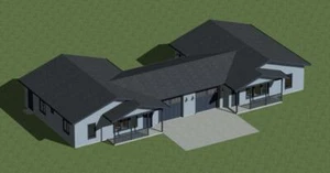 Duplex House Plans 2160 total square feet. Two bedrooms each side. - Picture 1 of 4