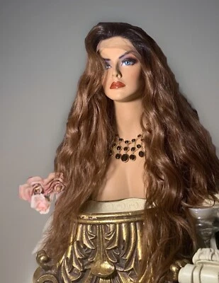 AWESOME, 30” (R) AUBURN, HUMAN HAIR BLEND, SWISS LACE FRONT W/ FREE PARTING WIG - Image 1 of 4