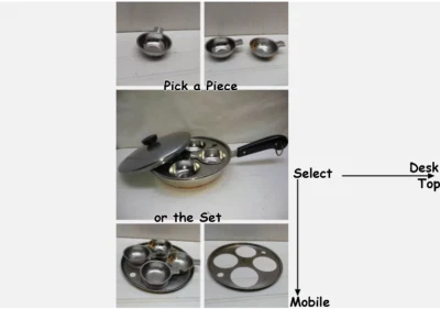 Revere Ware Egg Poacher Stainless 2 3/4"Cup 8" Skillet 8"Ring Insert [Pick Piece - Image 1 of 4