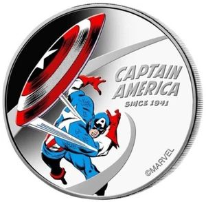 2021 Cook Islands Marvel Comics Captain America 80th 1 oz .999 Silver Coin (A) - Picture 1 of 2