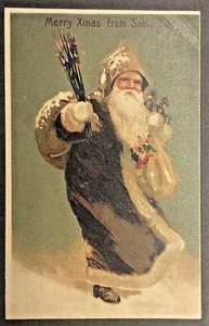 Brown Suited Santa W Toys "Merry Xmas from Santa" by Osbourne Ltd. SHIPS FREE - Picture 1 of 2