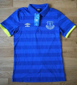 New Everton FC Umbro Striped Blue T Shirt Top Adult Small - With Tags - Picture 1 of 3