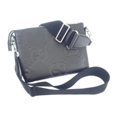 GUCCI Jumbo GG Pequeño Bolso Mensajero Bolso de Hombro Cuero Negro Para Hombre ISY Foto 1 de 4