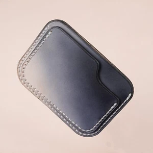 Patina Black Slim Leather Card Case, Slim Black Credit Card Holder for Men Women - Picture 1 of 6