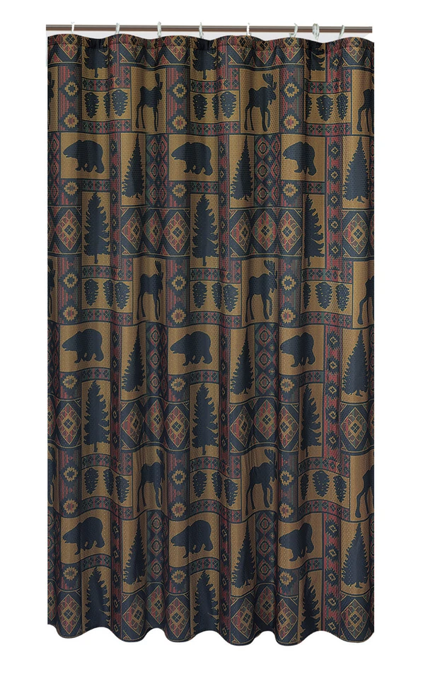 Cabin Pine Lodge Wildlife Shower Curtain    - Image 1 of 1
