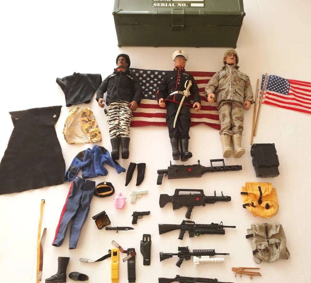 G I Joe Action Figures Lot 3 12 inch Dolls Clothes Weapons Army Ranger Marine