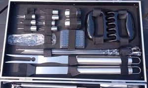 20+ Piece Stainless Steel BBQ Tool Set w/ Aluminum Case - Grill Accessories Gift - Picture 1 of 6