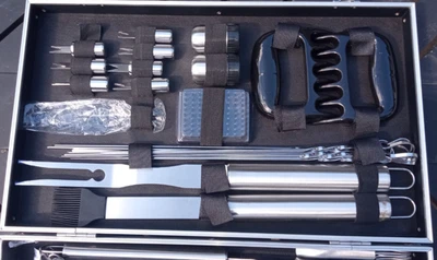 20+ Piece Stainless Steel BBQ Tool Set w/ Aluminum Case - Grill Accessories Gift - Image 1 of 4