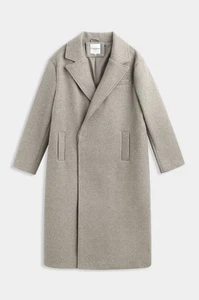 Gabardina informal de mujer de gran tamaño con aspecto de lana larga de doble botonadura - Imagen 1 de 10