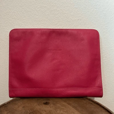 Longchamp Le Foulonne Rosa Cuero Genuino iPad Tablet Estuche Cremallera Bolso sin asas Foto 1 de 4