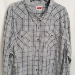 Herren Wrangler Western Hemd grau kariert Größe 3XL braun Knöpfe - Bild 1 von 8