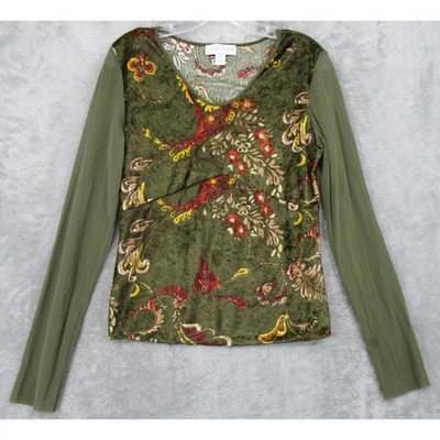 Blusa Esquinera Informal Vintage Para Mujer Mediana Terciopelo Malla Sheeve Babydoll Floral Foto 1 de 4