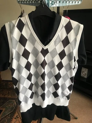 Pringle Golf Black White & Grey Sleeveless Sweater - Image 1 of 4