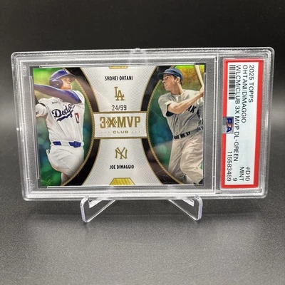2025 Topps Welcome to the Club Ohtani & DiMaggio Dual Green  24/99. PSA 9 - Image 1 of 2