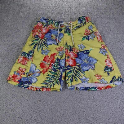 Polo Ralph Lauren Swim Shorts Mens Small Yellow Floral Drawstring Beach Resort - Image 1 of 4