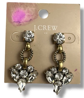 5 J. Crew Earrings Iridescent Crystal Cluster Jeweled Rhinestones Cocktail Glam - Image 1 of 4