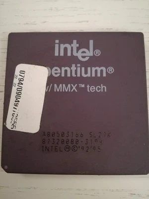 Intel Pentium MMX 166 A80503166 SL27K 166MHz/66MHz Socket 7 CPU Prozessor - Immagine 1 di 2