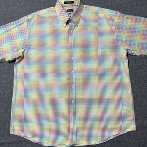 Camisa Bullington Abotonada Para Hombres XL Arco Iris Cuadros Manga Larga Algodón Sin Arrugas - Imagen 1 de 10