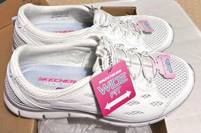 SKECHERS FLEX AIR COOLED MEMORY FOAM WHITE GRATIS SNEAKERS WOMENS 7.5 WIDE NIB - Image 1 of 4