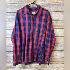 Camicia Brooks Brothers in pile rosso XL rosso blu a quadri con bottoni davanti manica lunga - Foto 1 di 4