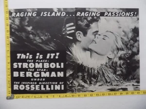 1949  PRINT AD MOVIE STROMBOLI RAING ISLAND BERGMAN 2 PAGE - Picture 1 of 1